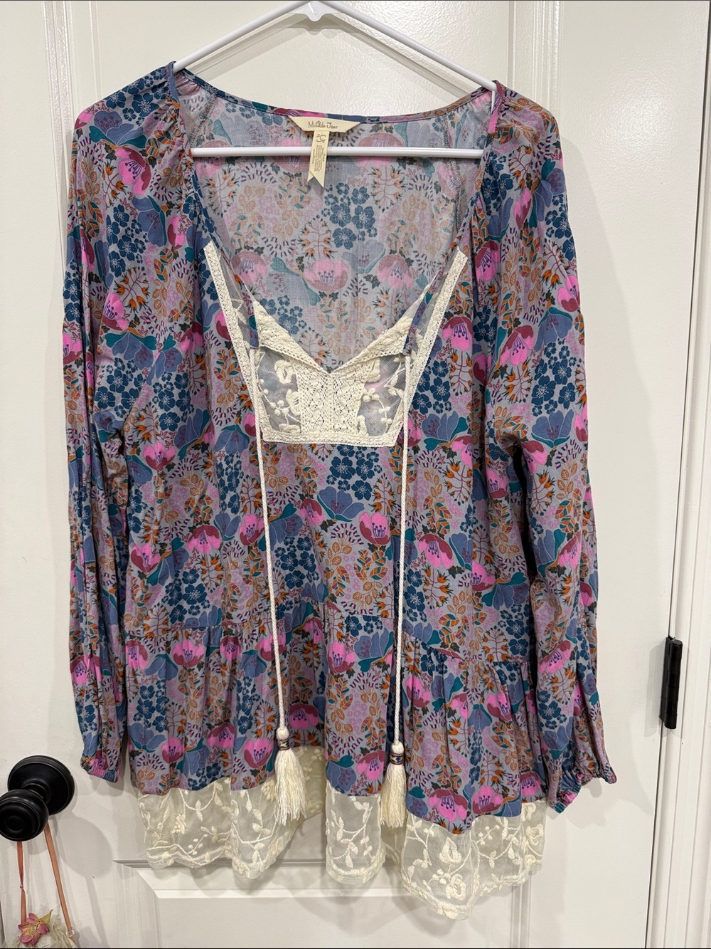 Matilda Jane Pink & Blue Floral Lace-Trim Tunic